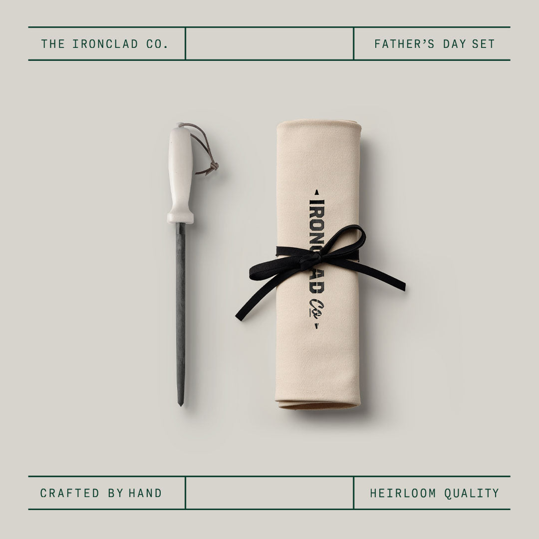 Father's Day Steel & Knife Roll Set Handcrafted Wool Fibre Sharpening Steel