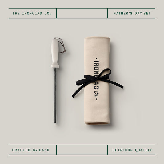 Father's Day Steel & Knife Roll Set Handcrafted Wool Fibre Sharpening Steel